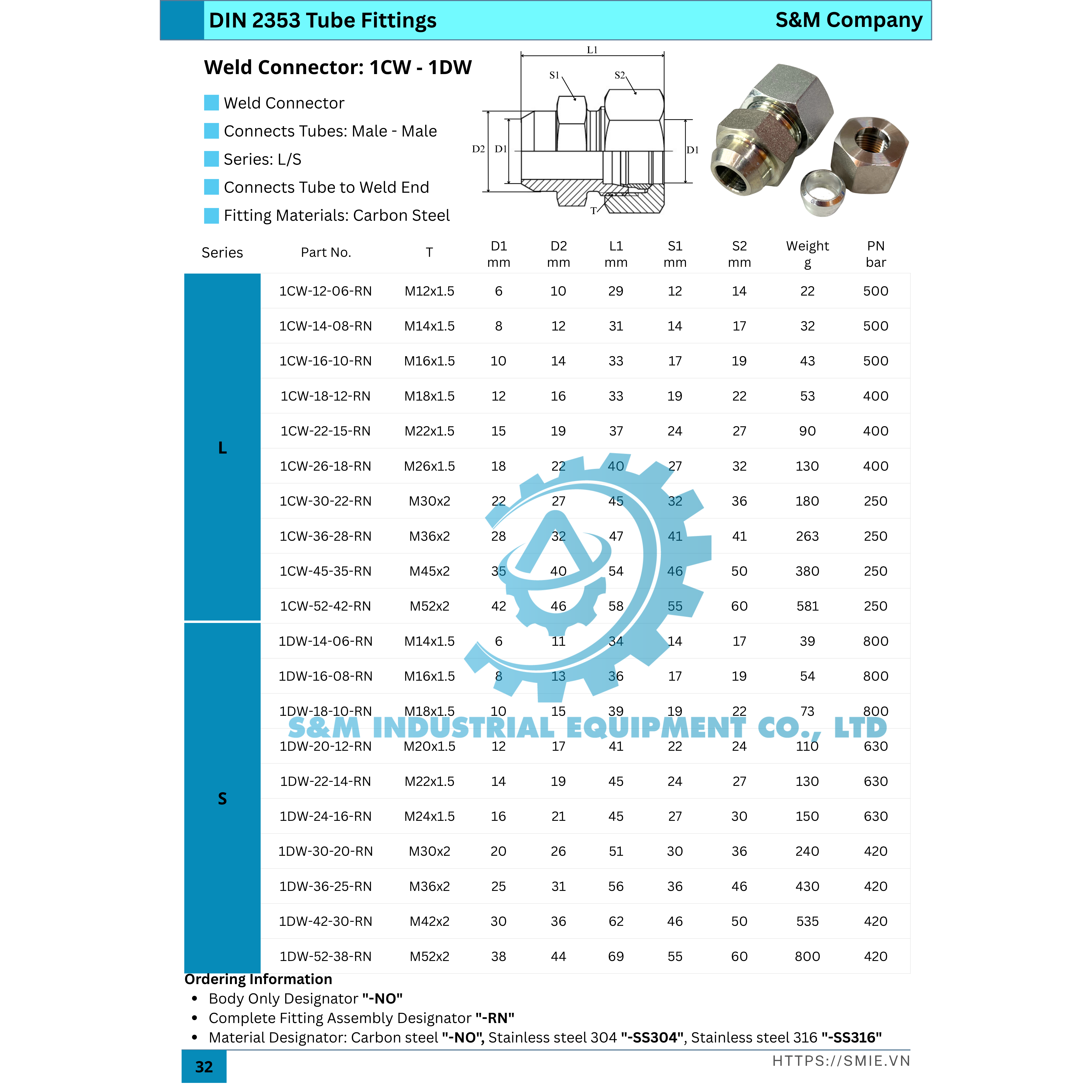 Nối thẳng 1 đầu tán bắp - 1 đầu hàn - 2